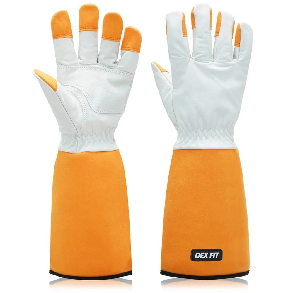 Dex Fit Muveen FG310 Long Cuff Cowhide Thorn Proof Gloves S Orange/White NEW